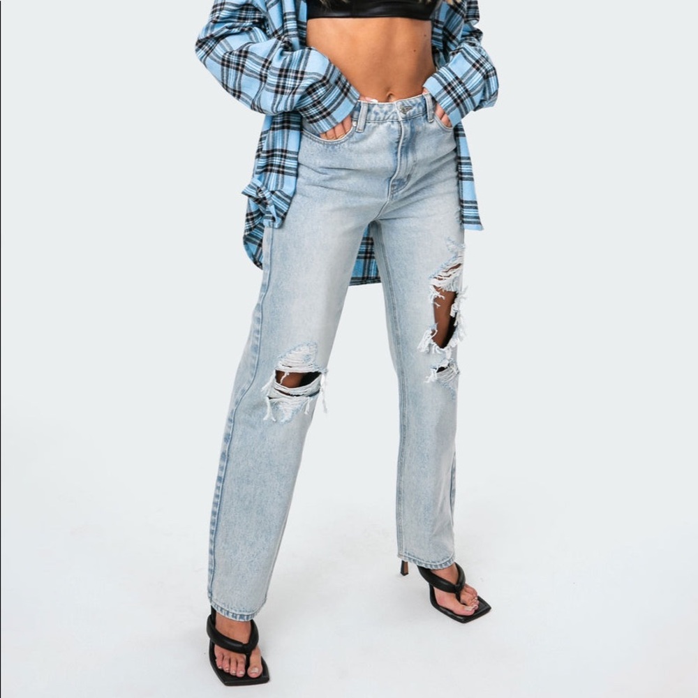 Edikted Wide or Die Ripped Jeans - Picture 2 of 9